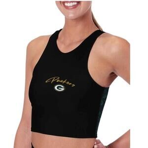 CERTO NFL Women's Green Bay Packers Sports Bra Crop Tank Top Black Size 2XL